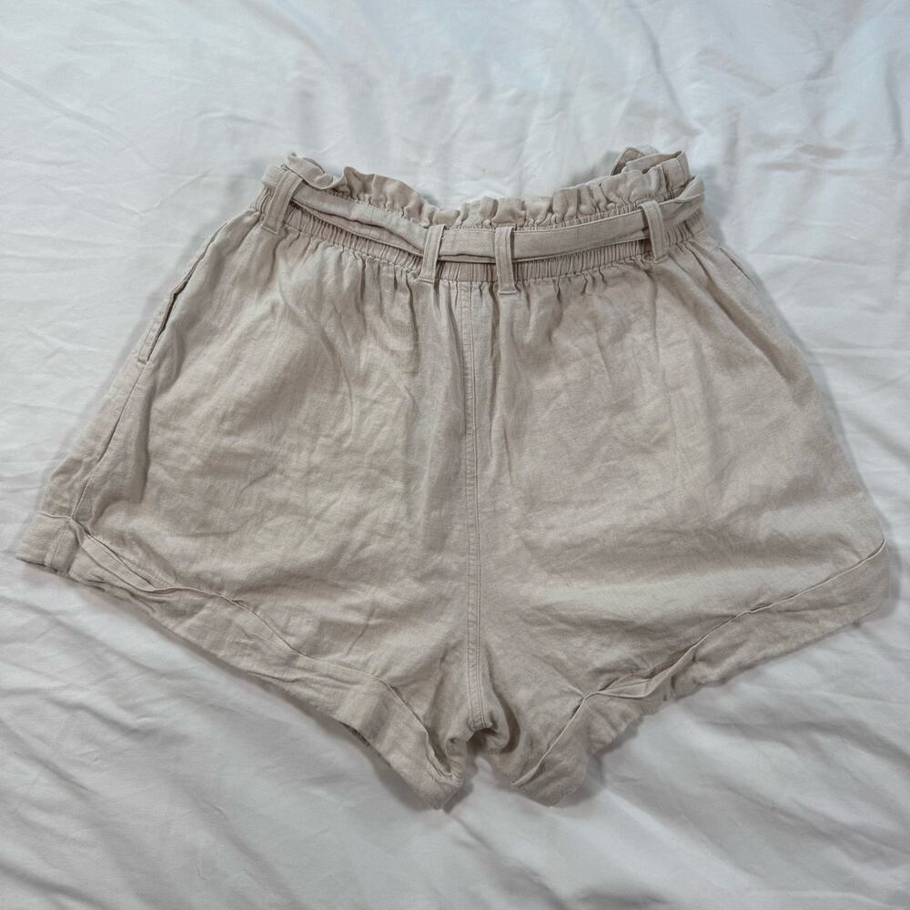 Abercrombie & Fitch High Rise Tie Waist Cream Beige Shorts Womens Large - Picture 6 of 8